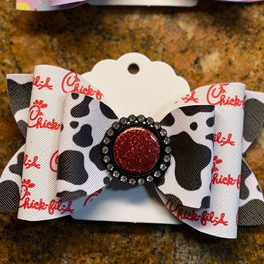 SOLD— Faux leather bow